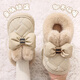 Children's cotton slippers for girls in winter with heel to keep warm indoor and home non-slip cotton boots for middle-aged and older children for girls to wear khaki size 34-35 (suitable for feet 21cm long)