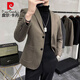 Pierre Cardin woolen casual small suit jacket spring and autumn Korean style single suit top business men's high-end handsome men's suit khaki color L recommended 110-130Jin Jin equals 0.5 kg