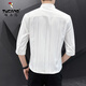 
Woodpecker (TUCANO) shirt men's long-sleeved 2024 spring new fashion trendy men's versatile quarter-sleeved striped shirt men's top DC677 white L