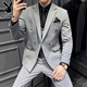 Playboy 2025 new men's three-piece wedding dress casual formal fit British suit black L (suitable for 111-125 Jin Jin equals 0.5 kg)