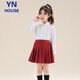 Yinuofang girls pleated skirt burgundy belt safety pants June 1 performance chorus uniform navy blue performance skirt girls skirt