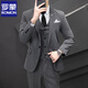 Romon (Romon) Herrenanzug Business Slim Professional Anzug Anzug Anzug Anzug Bräutigam Bester Hochzeitskleiderjacke hellgrau [zweiteiliges Set + Hemd] Gürtelausschnitt xl