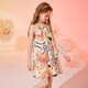 
ASK JUNIOR girls' dress summer big children's fun graffiti full print casual suspender princess dress color 140