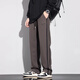 GPEJ plus velvet thickened men's pants autumn and winter side stripes black casual pants men's wide-leg straight-leg waist pants trousers winter 831 brown plus velvet XL
