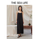 
THE SEA LIFE Elegant suspender skirt for women 24 summer new products Slimming simple black dress Y16820 m apricot color M