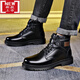 Xuan Yaxi Winter Kaltes Wollhakenstiefel für Männer, Martin-Stiefel für Männer, echte Leder-Hook-Kreuzer-Baumwollstiefel für Wärme und Samt Männer 3519 Schwarz (Wolle) 38