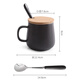 Dining General Ceramic Mug with Spoon and Cover Coffee Cup Martin Cup Couple Cup Milk Cup Breakfast Cup Black