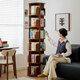 Sanqihu rotating bookshelf multi-layer bookcase corner vertical bookshelf floor-standing integrated wall-mounted 17 chassis 46cm all solid wood six layers walnut color-chassis 44cm