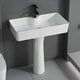 
HKFF column basin ceramic wash basin small apartment bathroom sink bathroom balcony household floor-standing integrated basin 4837 full set plus mirror