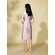 
Pink blue wardrobe 2025 summer new two-color gold silk jacquard improved V-neck Xi grandma light dress dress for women 552L686 Yunwu Zi M