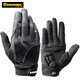 EROADE Cycling Gloves Autumn and Winter Warm Bike Mountain Bike Road Bike Anti-Slip Shock Absorption Full Finger Wipe Sweat Touch Screen Black Long Finger Gloves S15 L