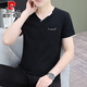 Pierre Cardin 2024 Neuer Sommer V-Ausschnitt Männer kurzärmelig T-Shirt Solid Color Casual Trendy und vielseitige Männer halbärmelte Top Qy693 Dark Grey M [Empfohlen 100-115jin [Jin gleich 0,5 kg]]]