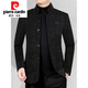 皮尔卡丹（pierre cardin）男装呢夹克秋冬新款立领外套爸爸装加绒加厚上衣 黑色6211FL M 170
