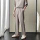 
Fearless Forward (GQWWQX) summer ice silk suit men's fashionable casual shirt straight pants two-piece set handsome and versatile K683 black M