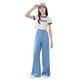 NICKYBABY girls' fashion suit fashionable summer 2025 new children's big children's short-sleeved wide-leg pants girls' summer suit exploded 9889 white + 15026 blue [set] 170 cm