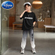 
Disney (Disney) boys summer fashion sports suit children 2025 new short-sleeved trousers summer medium-sized children's trendy handsome and fashionable 9767 black + 5725 gradient suit [fashion frying 120 cm
