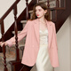 Sancai 2025 Autumn New Casual Suit Jacket Double-breasted Simple Shoulder Small Suit Loose Temperament M Cherry Blossom Pink L