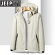 JEEP SPIRIT户外冲锋衣男女款春秋款防风防水登山服冬季加绒加厚滑雪服外套男 6629三合一红色【可拆卸两件套】 L