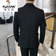 Woodpecker Men's Casual Suit Korean Style Trendy Business Formal Fit Groom's Suit Jacket Groomsmen Wedding Dress Black Suit + Vest + Pants + Shirt with Free Tie XL