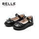Belle Children's Shoes Girls' Black Leather Shoes Spring and Autumn Soft Sole Children's Student Shoes Middle Children's Performance Shoes Single Shoes Black 30