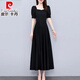 皮尔卡丹（pierre cardin）赫本法式小黑裙气质短袖2025夏季时尚新款收腰显瘦中长款裙子 7270短款黑色【 GD723-7 M 【90-105斤