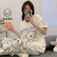 仙僖俫夏季新款仿棉睡衣带胸垫短袖长裤家居服套装 9207 175 L