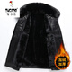 Woodpecker (TUCANO) plus fat and larger leather leather jacket for middle-aged and elderly men plus velvet thickened lapel imitation sheepskin jacket warm coat 8005 brown (hair collar removal) L 175 (100-120Jin [Jin equals 0.5 kg])