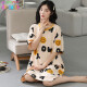 Gebaifen nightgown for women summer pure cotton short-sleeved pajamas women summer Korean round neck pullover cotton cartoon mid-length skirt home wear YE4056L (100-120Jin [Jin equals 0.5 kg])