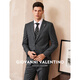 GIOVANNI VALENTINO wool crisp casual suit men's double slit business warm breathable blazer black gray 2X