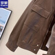 Luo Meng Fashion Motorcycle PU Leather Jacket Women's 2025 Autumn New Retro Design Top Versatile Short Leather Jacket Coat Brown M Recommendation 100-110Jin Jin is equal to 0.5 kg