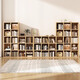 Small craftsman bookshelf solid wood floor-standing one-piece grid cabinet living room home simple storage rack log color 8-grid cabinet