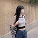 稚约辣妹绣花绣花针织吊带背心女夏季外穿修身内搭运动短款bm无袖上衣 白色 均码