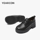 Yierkan Women's Shoes Fashion Retro British Style Small Leather Shoes Deep Mouth Versatile Shoes 26858W Black 38