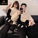 Modal couple pajamas winter coral velvet women's thickened large size flannel men's autumn and winter home clothes warm suit MJF-8959 female M
