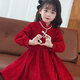 Disney (Disney) Spring Festival New Year Wear 26 New Autumn and Winter Girls Cheongsam Red Dress Velvet New Year Christmas Gift New Skirt Red Velvet Dress (without bag) 120