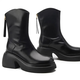 Dans les bottes à talons épais miroises et épaisses pour les petites bottes Martin de printemps pour femmes nouvelles bottes simples bottes Chelsea Boots fines françaises noir 38
