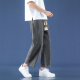 Foss Phil light blue jeans men's summer thin nine-point loose trendy sports and casual straight wide-leg pants Fashion brand 718-K829 dark gray 2XL [Recommended 160-175Jin [Jin equals 0.5 kg]]