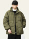 hteec Hong Kong trendy brand winter 90 white duck down casual warm down jacket men's loose standing collar cold-proof bread jacket coat beige XXL