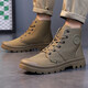 Gebiao Spring and Autumn Waterproof Martin Boots Middle Top Men's Shoes Board Shoes Canvas Shoes Sports Korean Style Fashion Versatile Casual Workwear Shoes Khaki 39