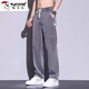 Pantalon occasionnel de pics pour hommes 2025 Été Nouveau pantalon large polyvalent à jambes larges pour hommes minces et lâches pantalons consécutifs décontractés pour hommes 1048 noir + 1048 bleu clair 2xl recommandé 150-165jin [Jin est égal à 0,5 kg]