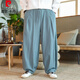 Pier Cardan Linen Pantalon Spring and Summer Chinois Loose Chinese STYLE Large taille Gat Man Wide-leg Pantalon GRAND PANTAGE D'ENTRÉE CHAUTER LANTER LANTER PANTAL COSTRAUX MODEAU MODEAU MODION PLATIQUE CHIDÉE SUMPRE SUMBRE (de haute qualité 801) 3xl 170-180jin [Jin est égal à 0,5 kg]