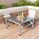 
BEYZK stainless steel folding table dining table household square dining table square low table outdoor portable folding table stall table round table 14072 unopened hole