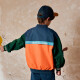 MQD children's clothing boys' contrasting color baseball jacket spring and autumn Korean style trend top navy blue 110