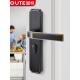 Verrouillage de porte Goode Couche intérieure serrure de muet noir Split Lock Ménage de porte universelle Handle de porte en bois Package de porte en bois 9197 noir + 2 charnière swing + aspiration de porte
