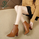 Woodpecker French short boots for women 2025 spring and autumn single boots internet celebrity thin boots thick heel high heel boots Korean version off-white Martin boots brown 38