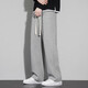 FANTA Chinese cotton heavy hemming style spring and autumn men's straight casual sports trousers Hong Kong style loose Anta 660 light gray Hailan M