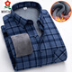 Mengtejiao 2024 Winter Neues Samt verdickte langärmlige Hemd für Herren Hemd Plaid Casual Trend mittlerer Zentimeter-Hemd 9902 l