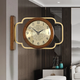 Moyang European double-sided wall clock simple double-sided wall clock American living room two-sided wall clock Nordic pastoral quartz wall clock 9196 walnut-double-view