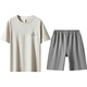 Yiershuang Herren -Pyjama Herren Sommer Dünne Baumwollpullover Shorts Lose lässige gedruckte Hausbekleidungsanzüge können draußen getragen werden