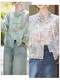 Boutons Cheongsam avec boutons à un caractères imitation de style chinois Jade Blue Flower Support Boutons de style chinois